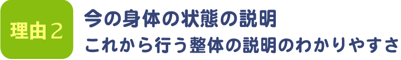 今の身体の状態の説明、これから行う整体の説明のわかりやすさ